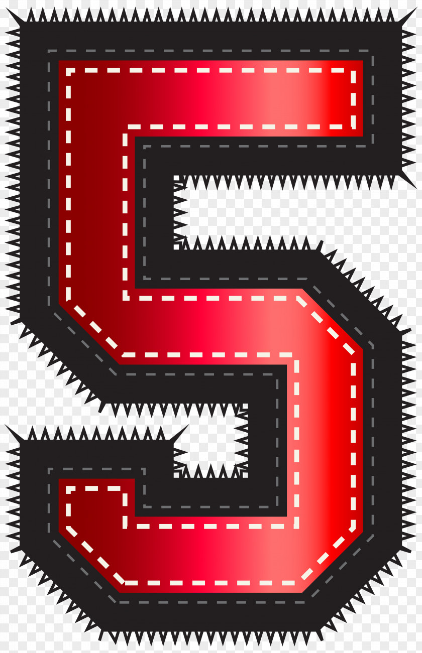 Red Sport Style Number Five Clip Art Image PNG