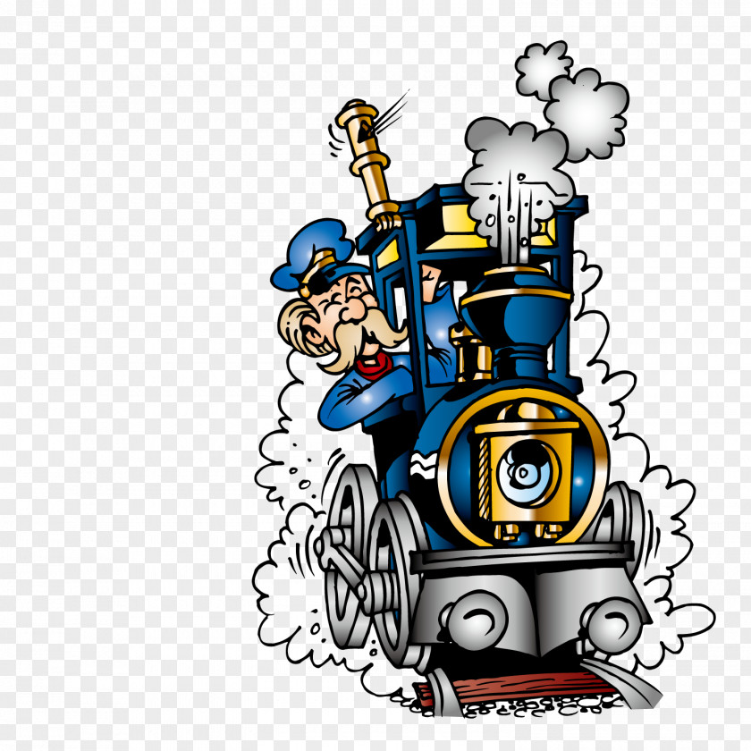 The Old Driver Of Train Railroad Engineer Steam Locomotive Clip Art PNG