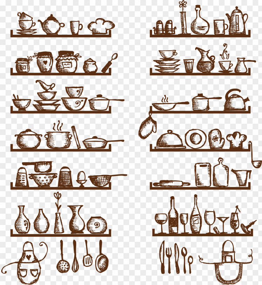 Hand Drawn Kitchen Supplies Utensil Drawing Sketch PNG