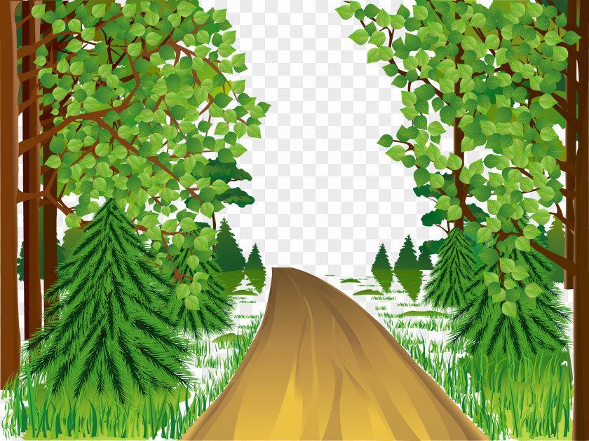 Beautiful Mountain Road Drawing Landscape Spring Art Museum PNG
