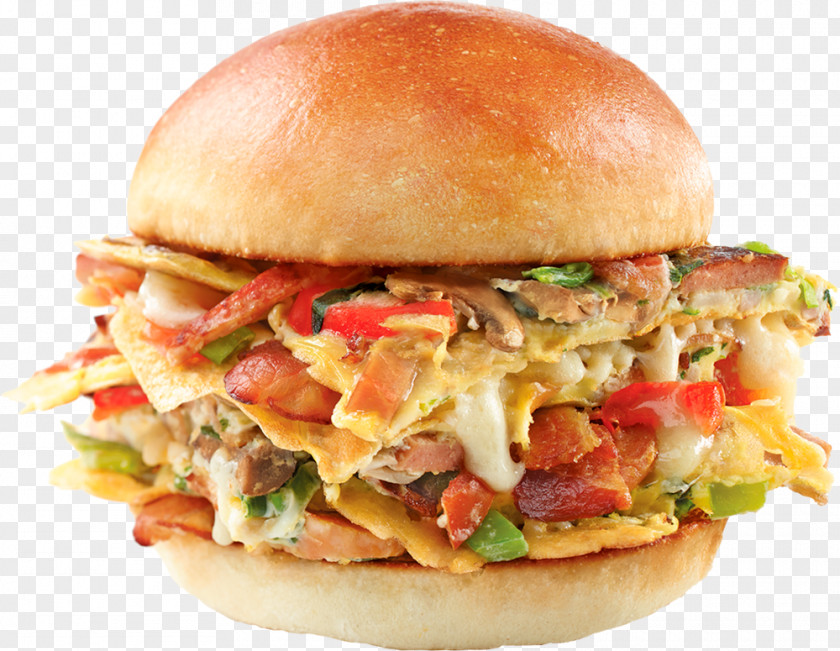 Breakfast Sandwich Hamburger Cheeseburger Omelette Chicken PNG
