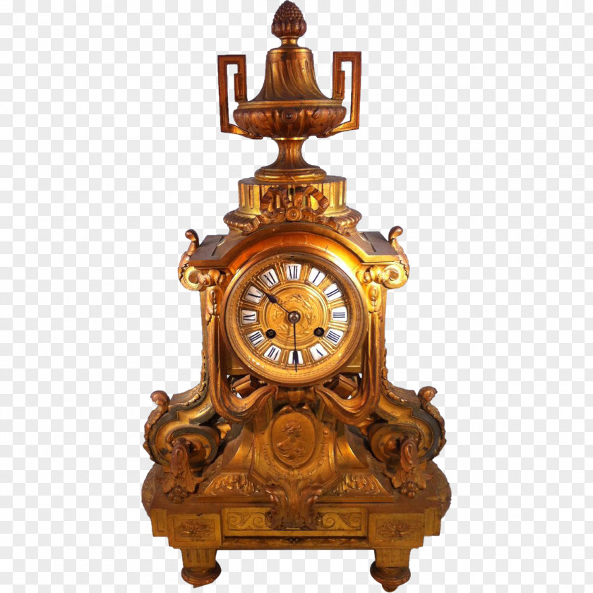 Antique Ormolu French Empire Mantel Clock PNG