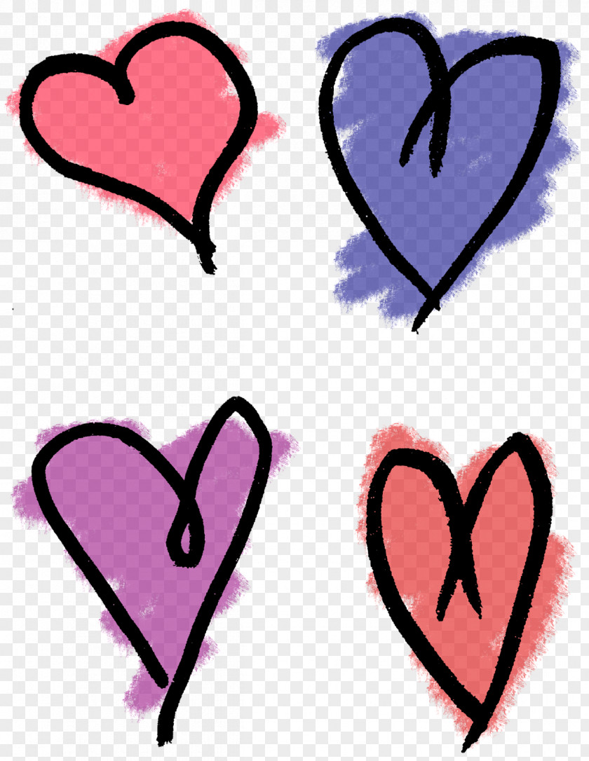 Hand Drawn Love Heart Drawing Clip Art PNG