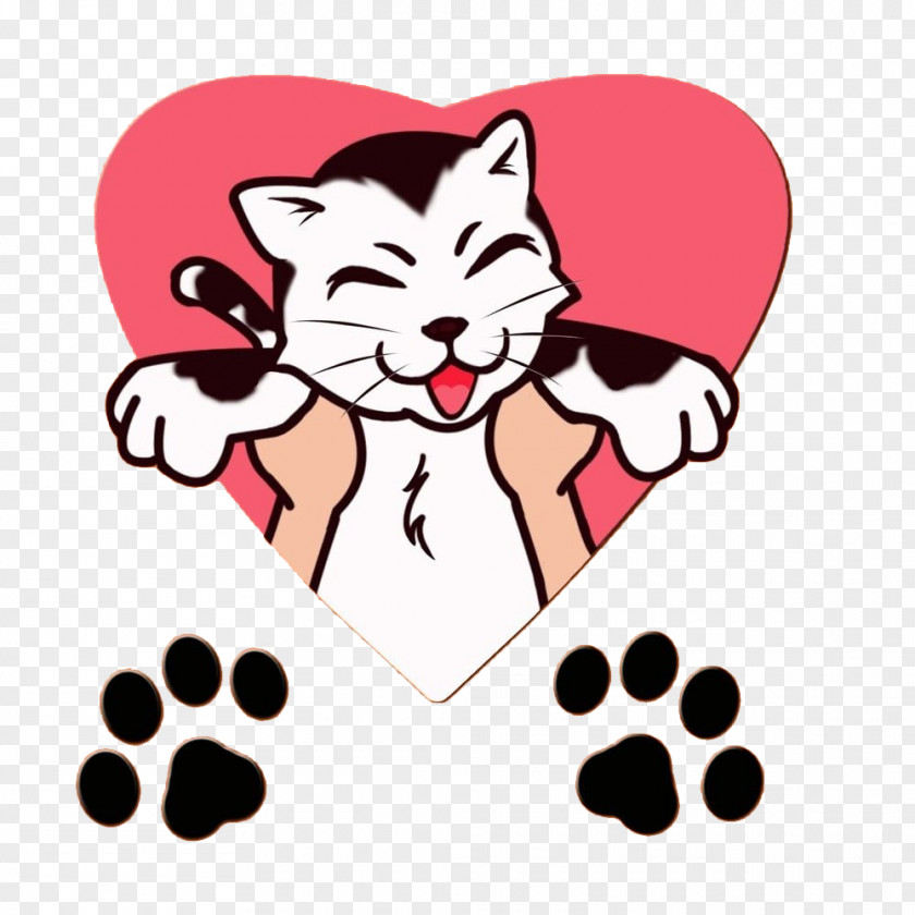 Cartoon Hearts, Cats And Footprints Cat Animal Track PNG