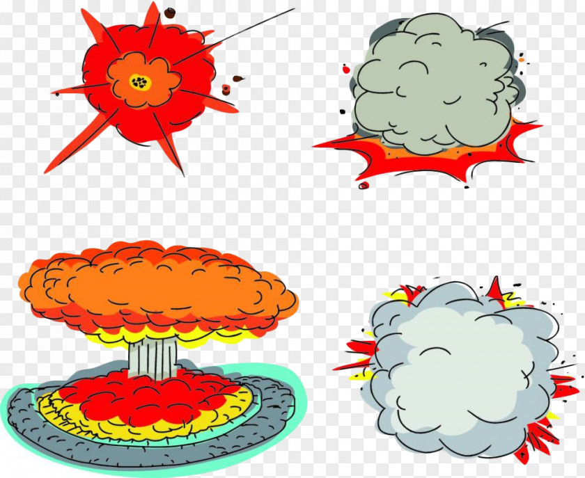 Hand-painted Explosion Of Mushroom Clouds Drawing Photography Illustration PNG