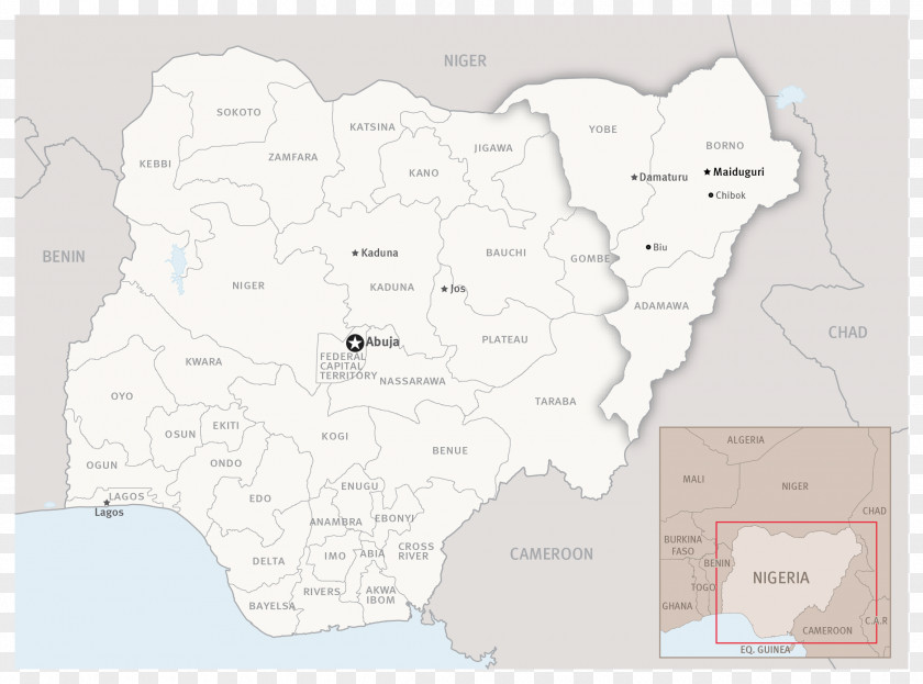 Map 2014 Chibok Kidnapping Maiduguri Boko Haram PNG