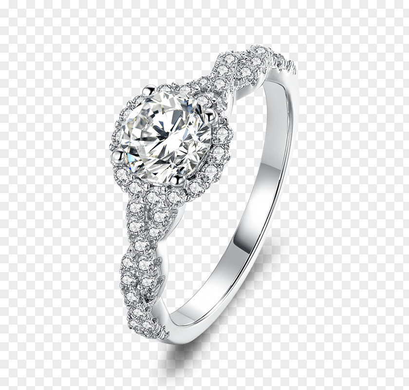 Silver Ring Engagement Diamond Wedding Cubic Zirconia PNG