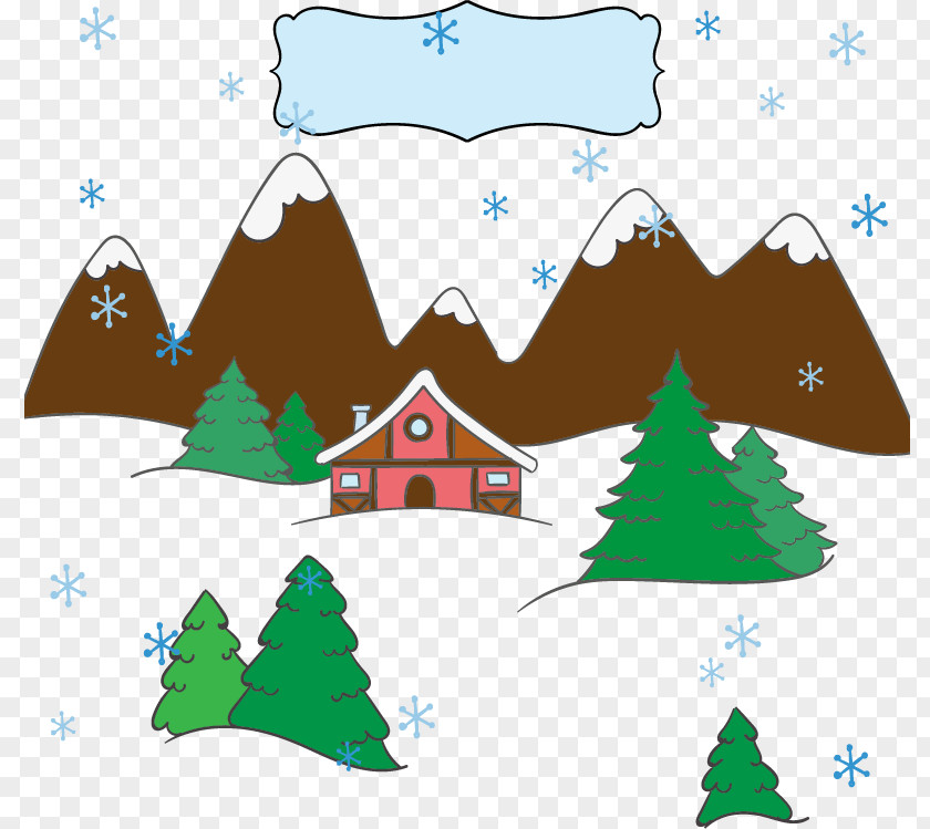 Winter Small House Snow Landscape PNG