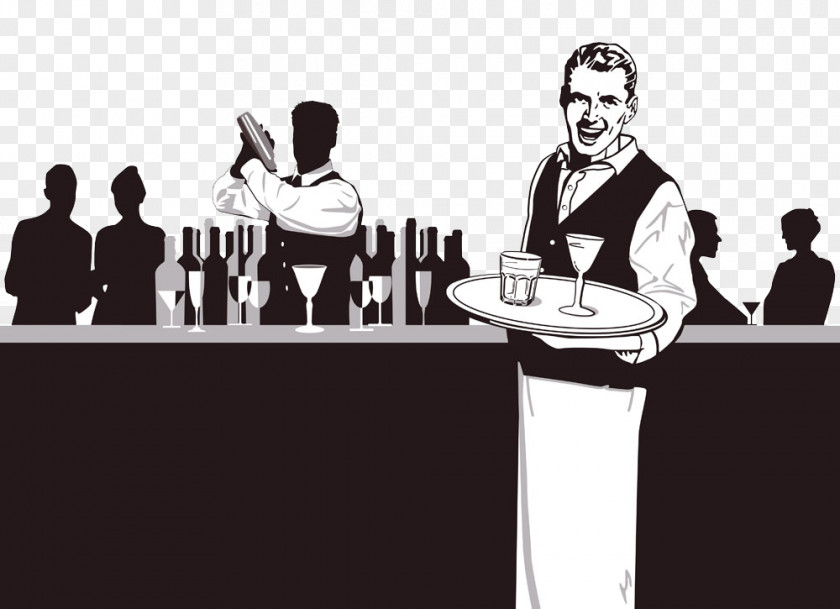 Waiter Carrying Drinks Cocktail Bartender Clip Art PNG