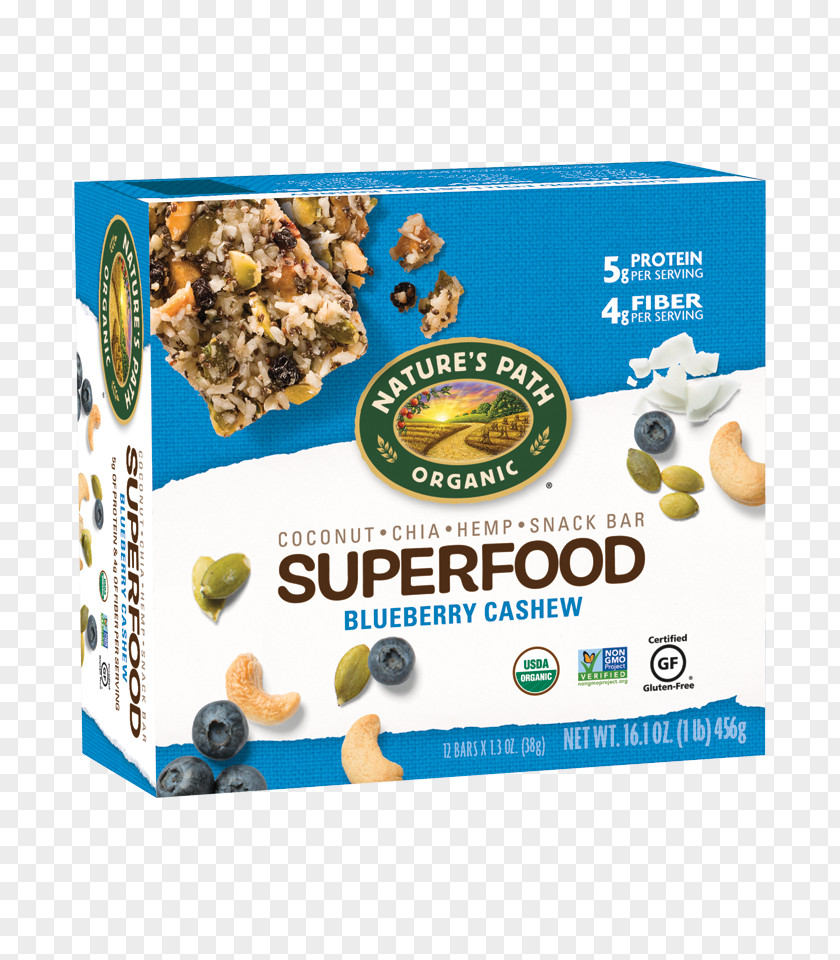 Blueberry Breakfast Cereal Organic Food Superfood Nature's Path PNG