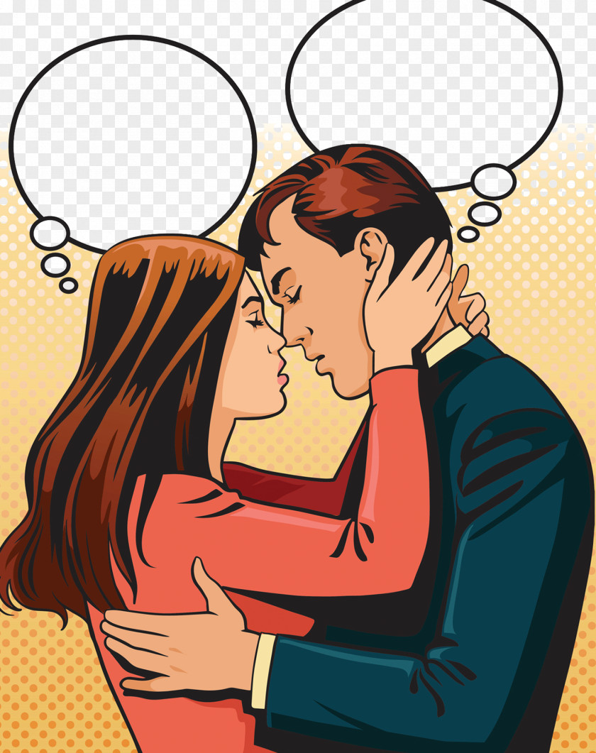 Couple Kissing Kiss Intimate Relationship Illustration PNG