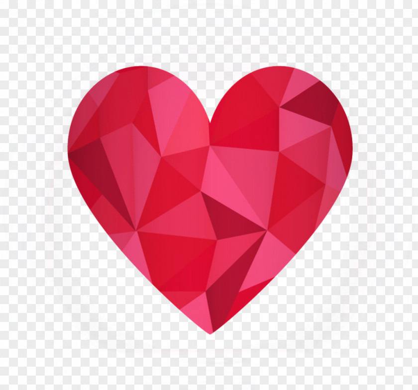 Red Diamond Heart Euclidean Vector Geometry PNG