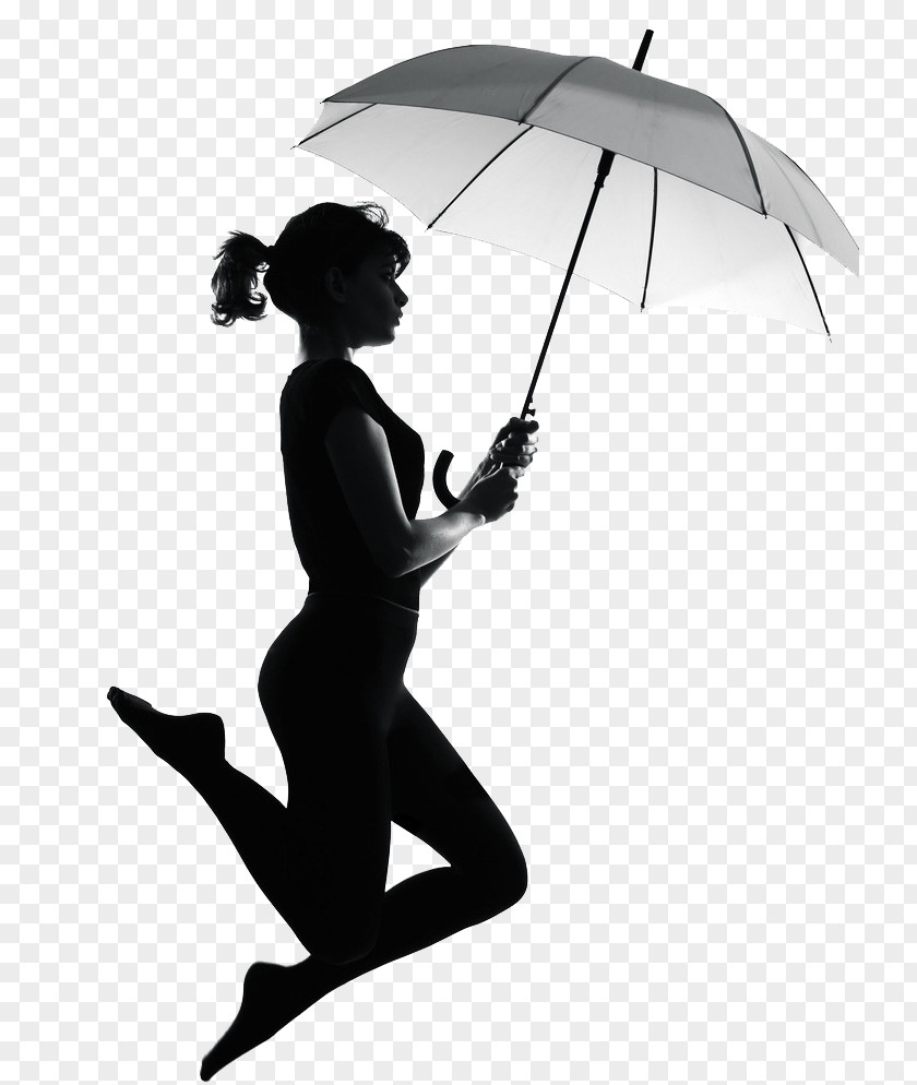 Umbrella Woman Jump Silhouette Stock Photography Royalty-free PNG