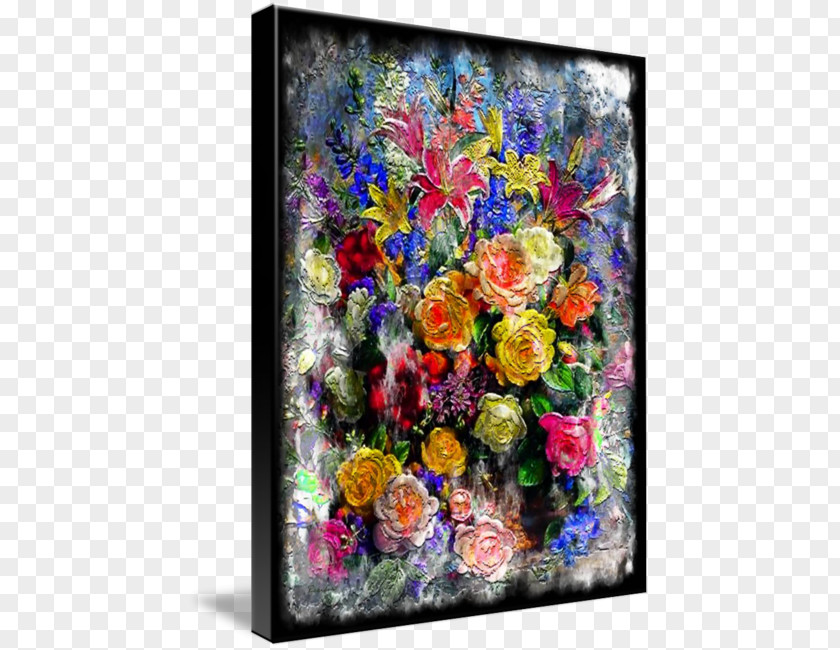Abstract Digital Floral Design Cut Flowers Flower Bouquet Acrylic Paint PNG