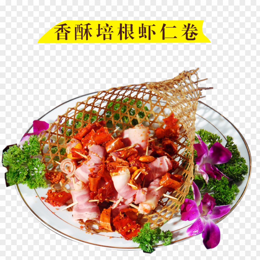 Bacon Crispy Shrimp Roll Asian Cuisine Seafood Spring Prawn Vegetarian PNG