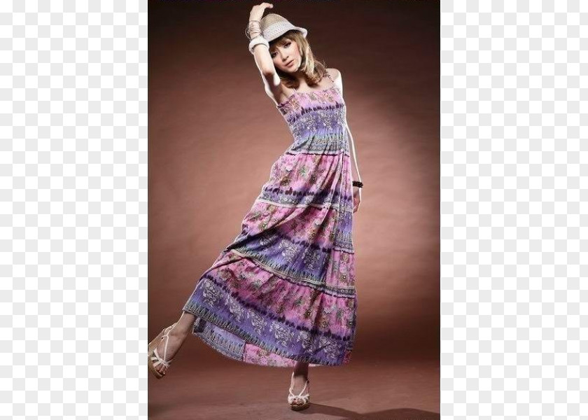 Bohemian Style Shoulder Fashion Waist Dress Pattern PNG
