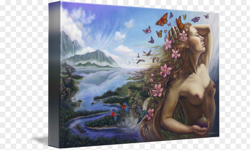 Fantasy Watercolor Painting Picture Frames Gallery Wrap Art Canvas PNG