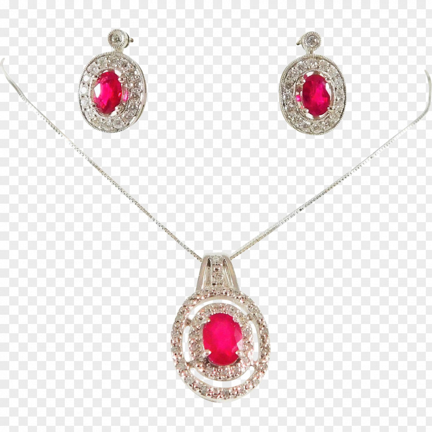 Ruby Earring Necklace Locket Jewellery PNG