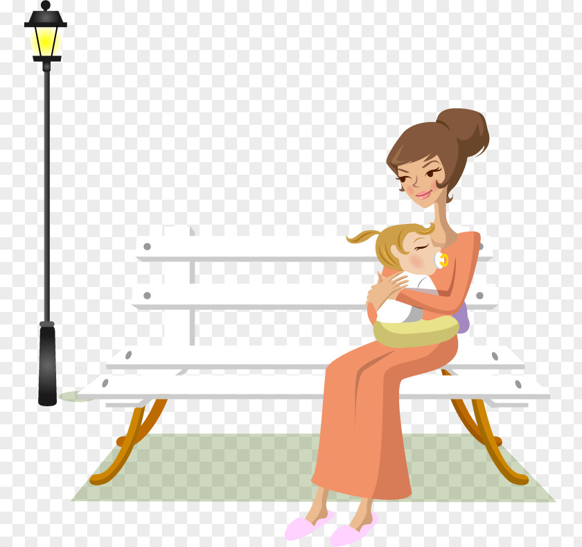 Vector Painted Hold The Child's Mother Child PNG