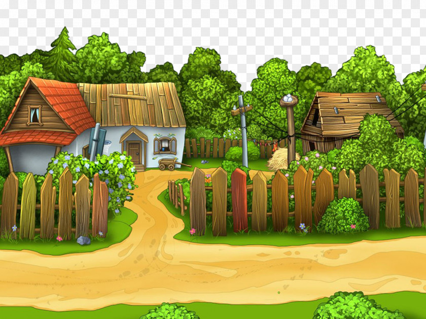 Landscaping Animation Natural Landscape Farm House Home PNG