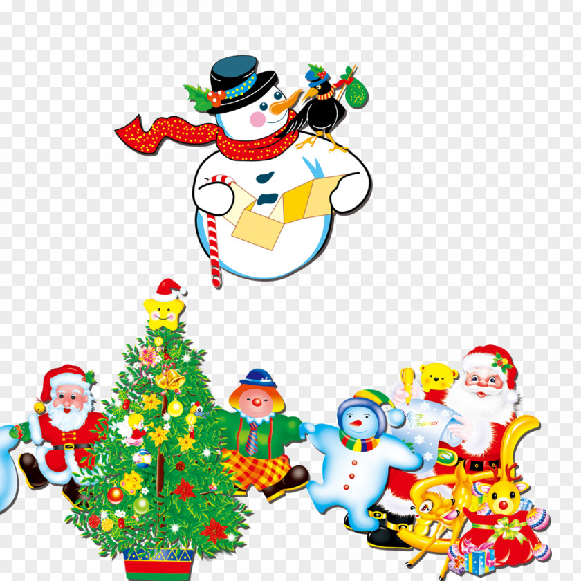 Christmas Snowman Tree Santa Claus Clip Art PNG