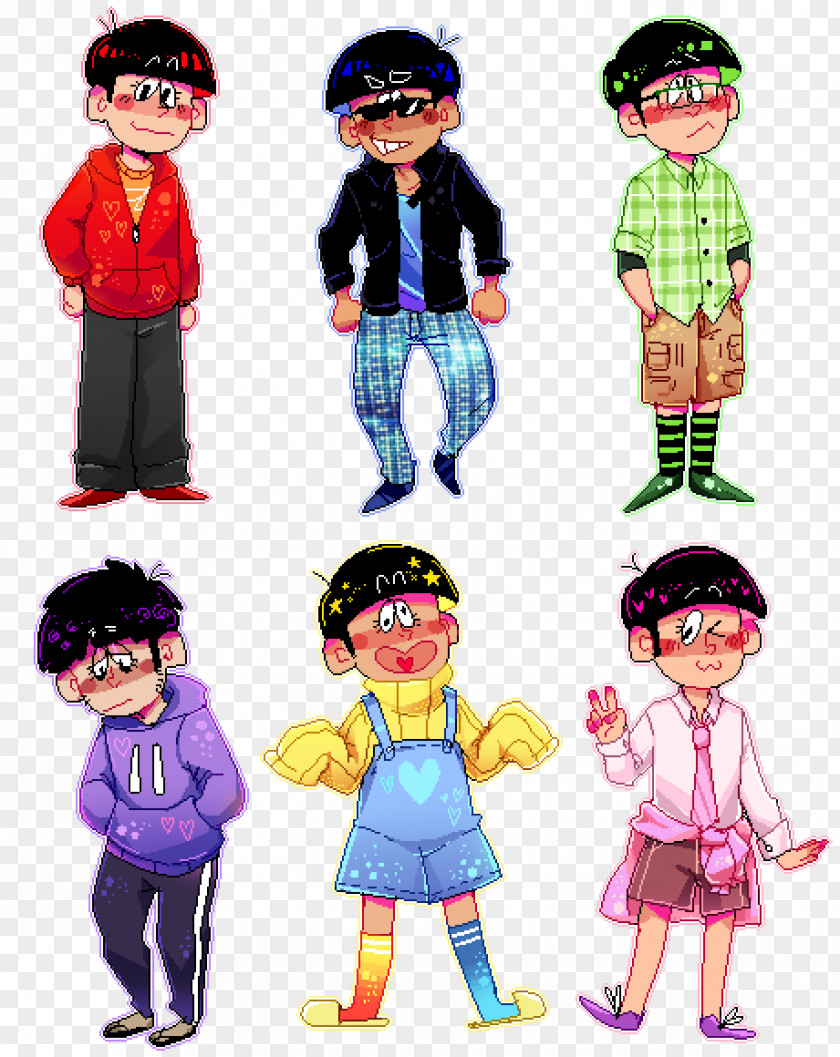 Pixel Art Rainbow Osomatsu-kun PNG