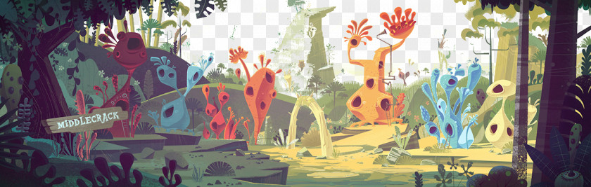Cartoon Fantasy Forest Background Behance Artist Illustration PNG