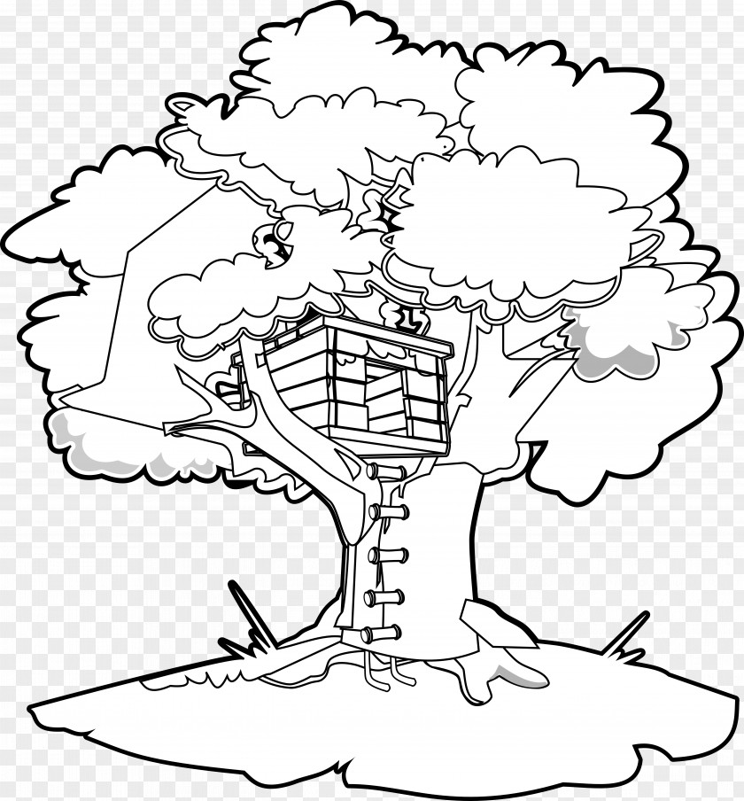 Line Art Tree Magic House Coloring Book Clip PNG