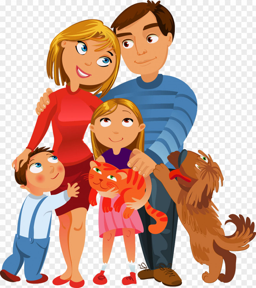 Hand-painted Cartoon Family Royalty-free Illustration PNG