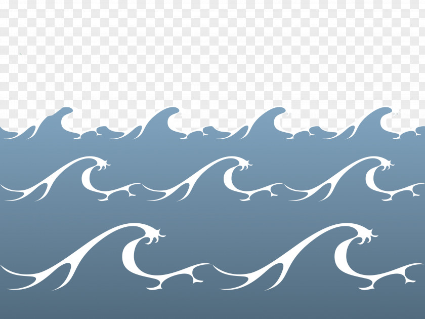 Hand-painted Surging Sea Water Wind Wave Vector Euclidean PNG