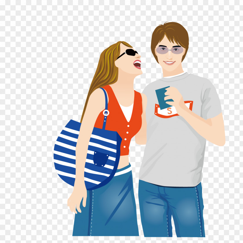 Cartoon Couple Wearing Sunglasses PNG