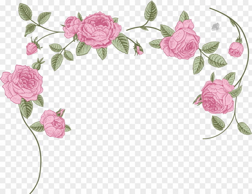 Creative Pink Watercolor Roses Sea Wedding Invitation Birthday Cake Greeting Card Wish PNG