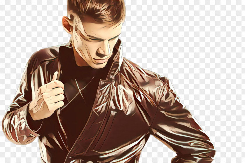 Leather Jacket Textile Neck PNG