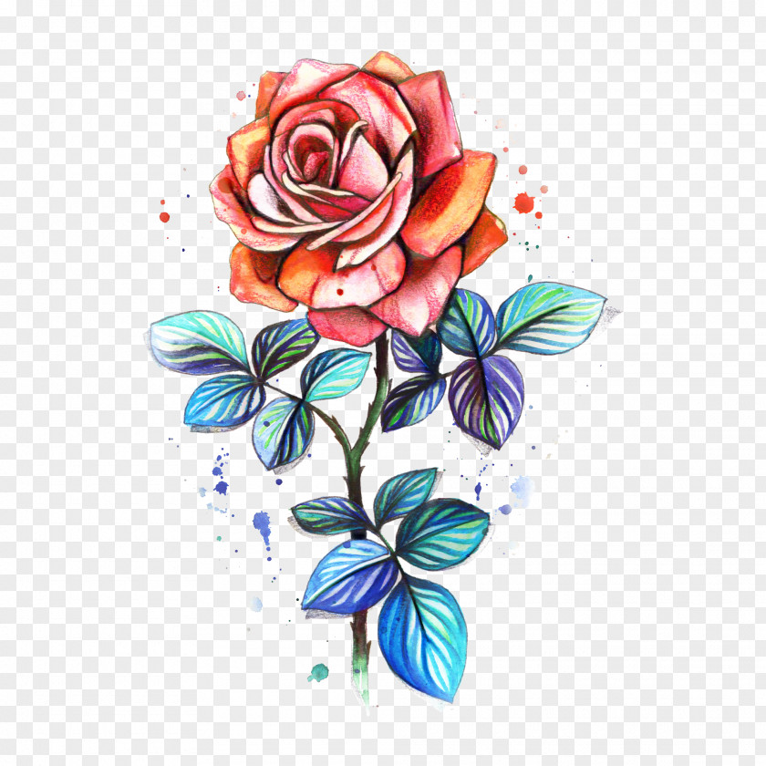 Watercolor Paint Rose Order Flower Art PNG