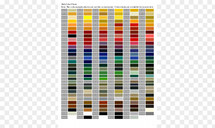 Paint RAL Colour Standard Color Chart Sheen PNG
