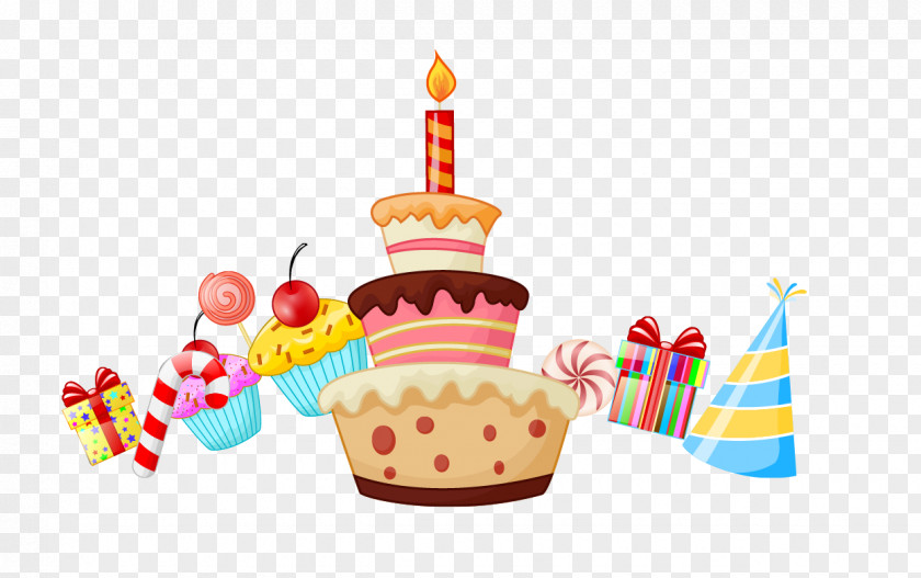 Birthday Cake And Gifts Cartoon Clip Art PNG