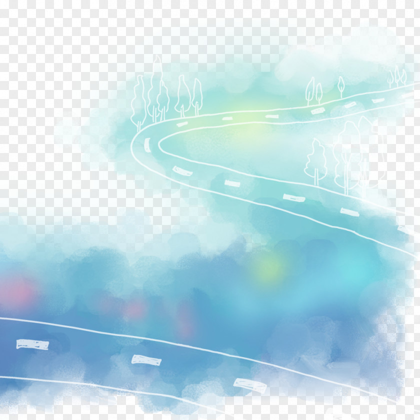 Drawing Cartoon Road Watercolor Painting Graphic Design PNG