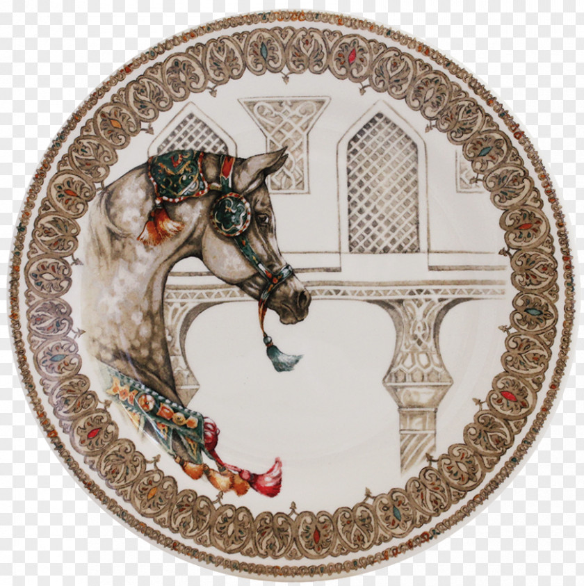 Cake Table Plate Arabian Horse Faïencerie De Gien Tea PNG