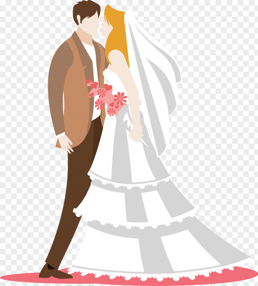 Flat Bride And Groom Vector Wedding Bridegroom Illustration PNG