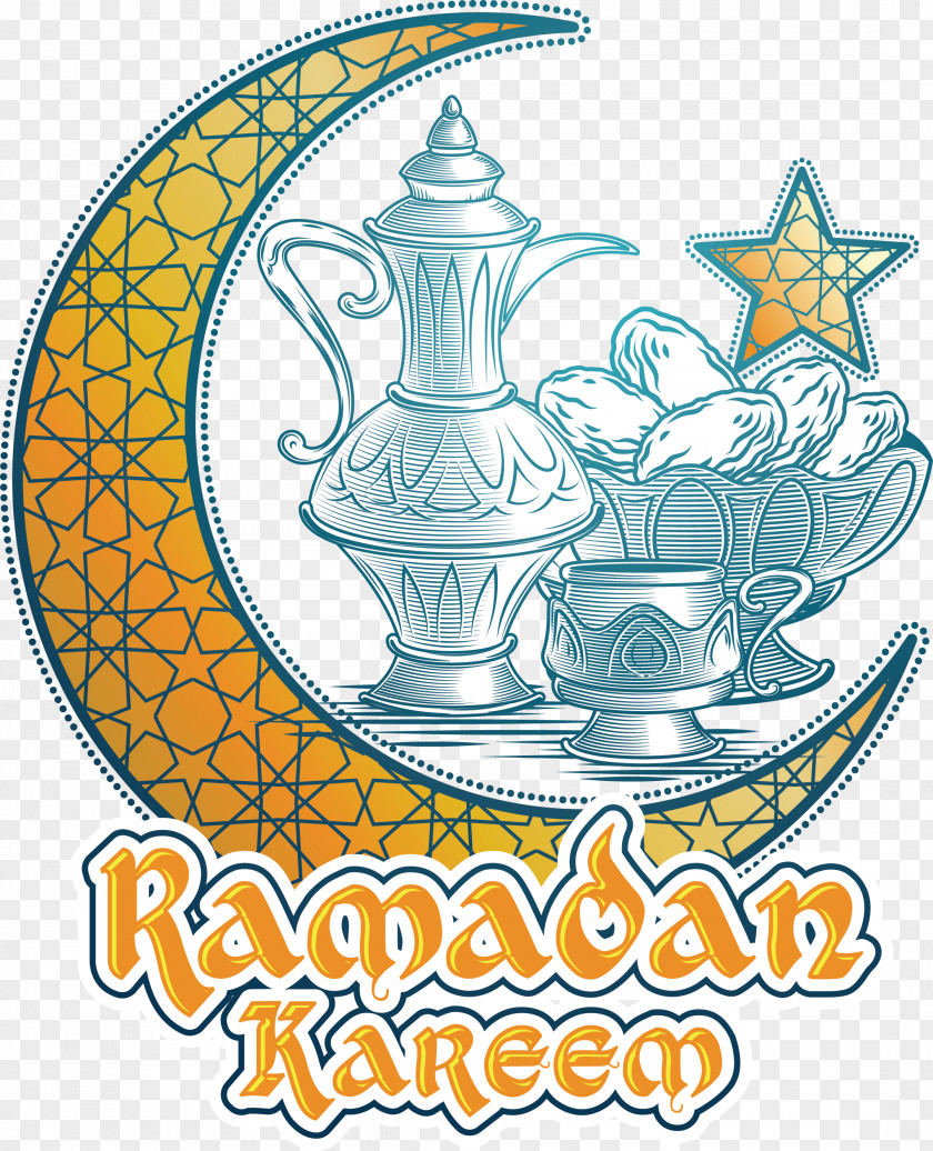 Teapot Moon Ramadan Label Clip Art PNG
