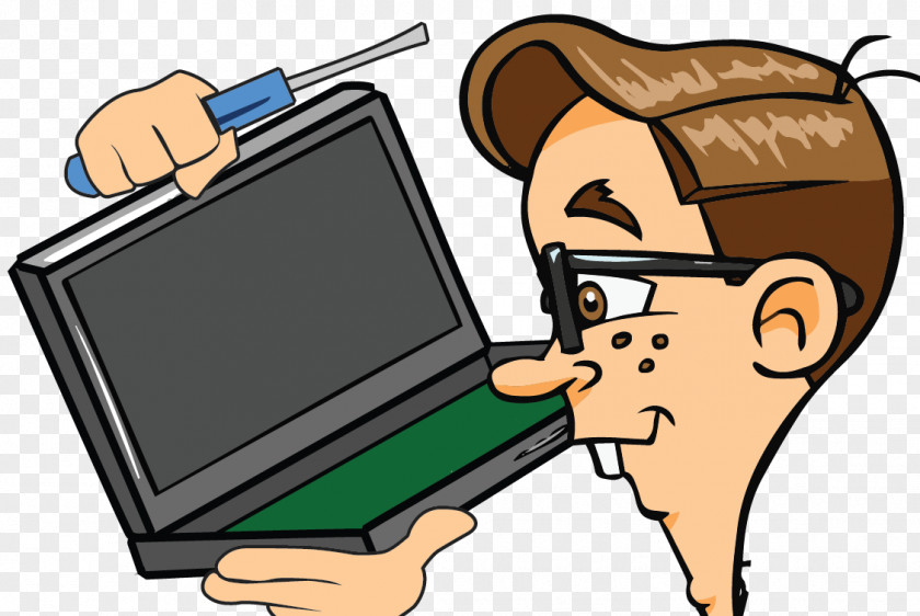 Cartoon Computer Laptop Repair Technician Personal Clip Art PNG