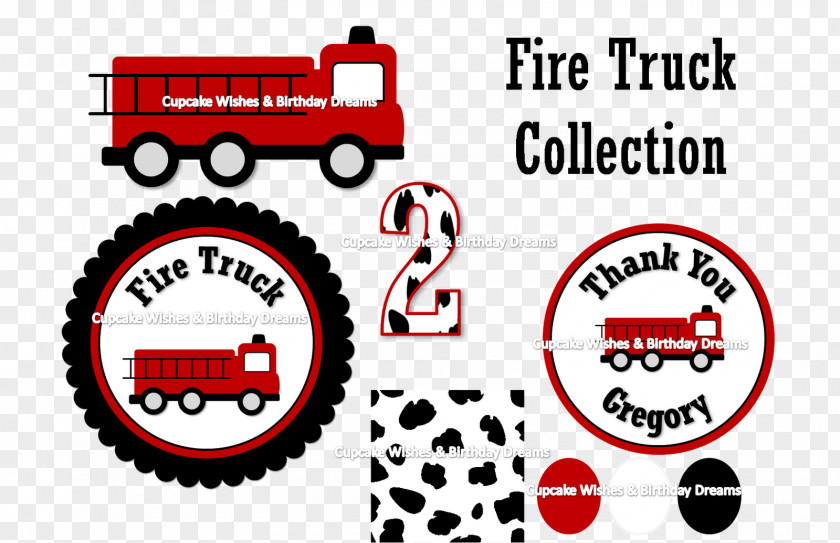 Fire Truck Engine Firefighter Greeting & Note Cards Birthday PNG