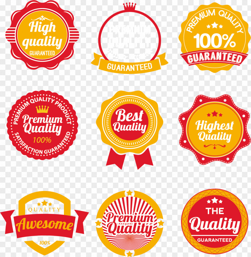 Nine Red Yellow Badge Warranty Clip Art PNG