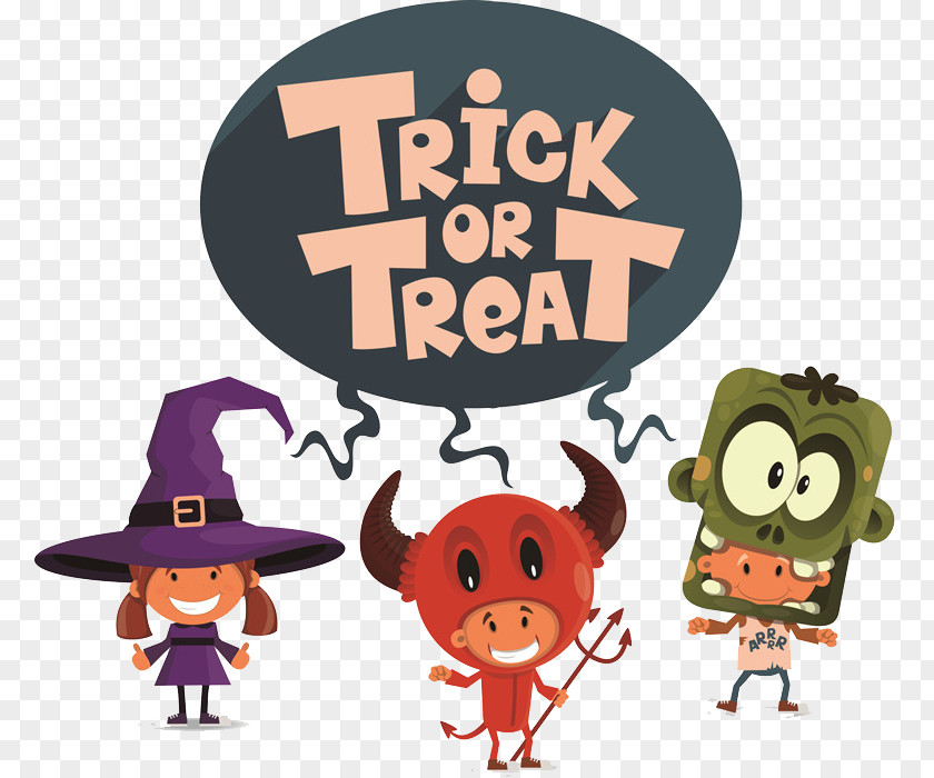 Funny Halloween Horror Masks With Child Trick-or-treating Illustration PNG