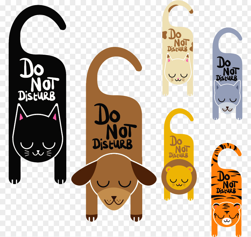 Do Not Disturb Sign Cute Little Animals Door Hanger Illustration PNG