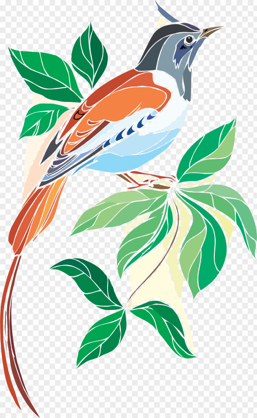 Vector Hand-painted Flowers And Birds Bird-and-flower Painting Clip Art PNG