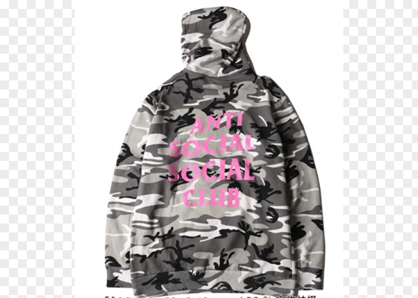 Anti Social Club Hoodie T-shirt Camouflage Sweater Streetwear PNG