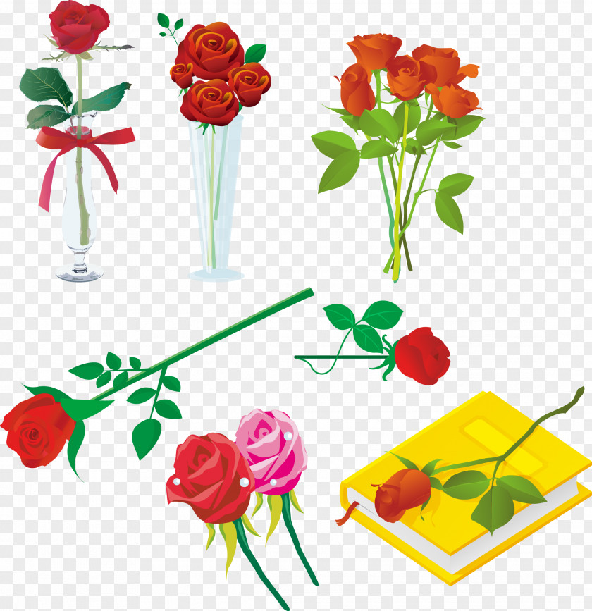 Vector Material Romantic Roses Vase Garden Beach Rose Heart PNG