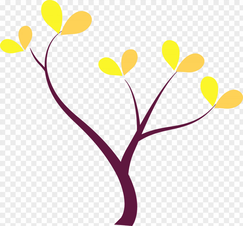 Yellow Leaf Heart Pedicel Plant PNG