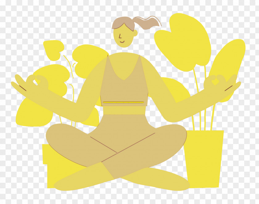 Cartoon Yellow Sitting Happiness Behavior PNG